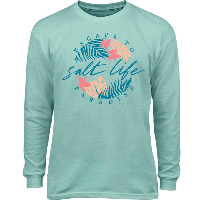 Salt Life Oasis LS Youth Tee SLY1386 Aruba Blue Front