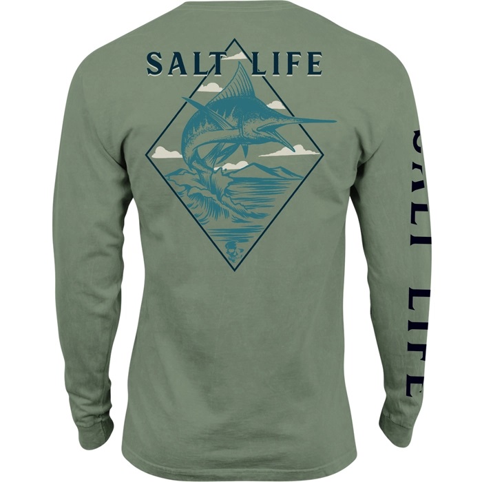 Salt Life Diamond Bill LS Tee SLM30271 Lt Kelp Back