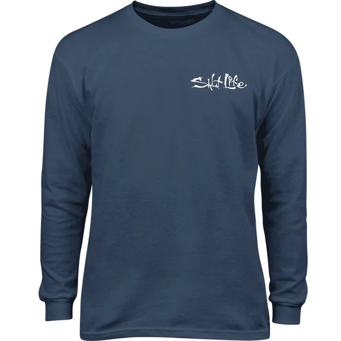 Salt Life High Seas LS Youth Tee SLY1379 Washed Navy Front