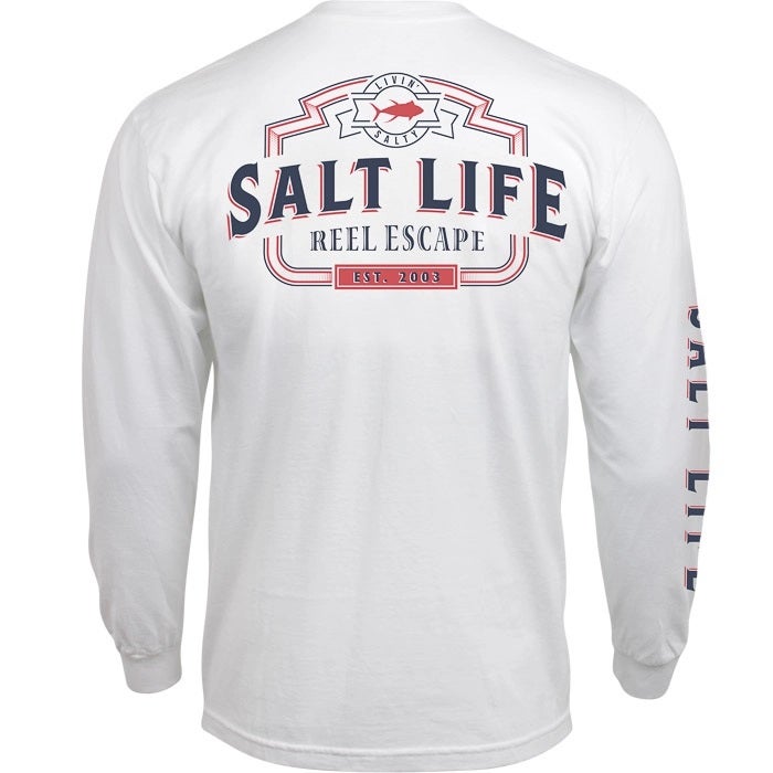 Salt Life Reel Livin LS Mens Tee SLM10988 White Back