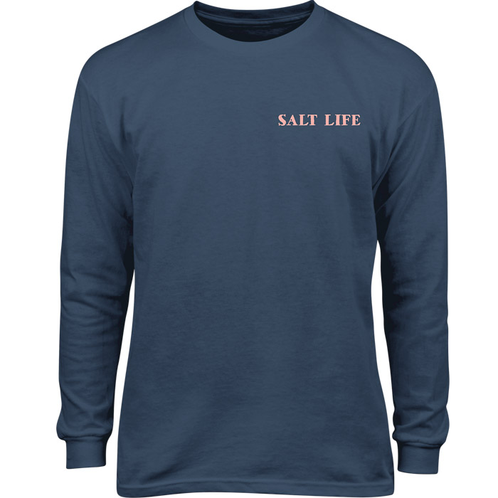 Salt Life Crab Tropics LS Youth Tee SLY1385 Washed Navy Front