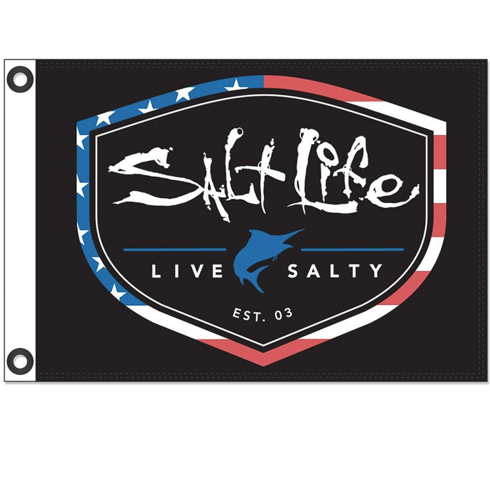 Salt Life Amerishield Flag 12x18 SLBT2008 Black Front