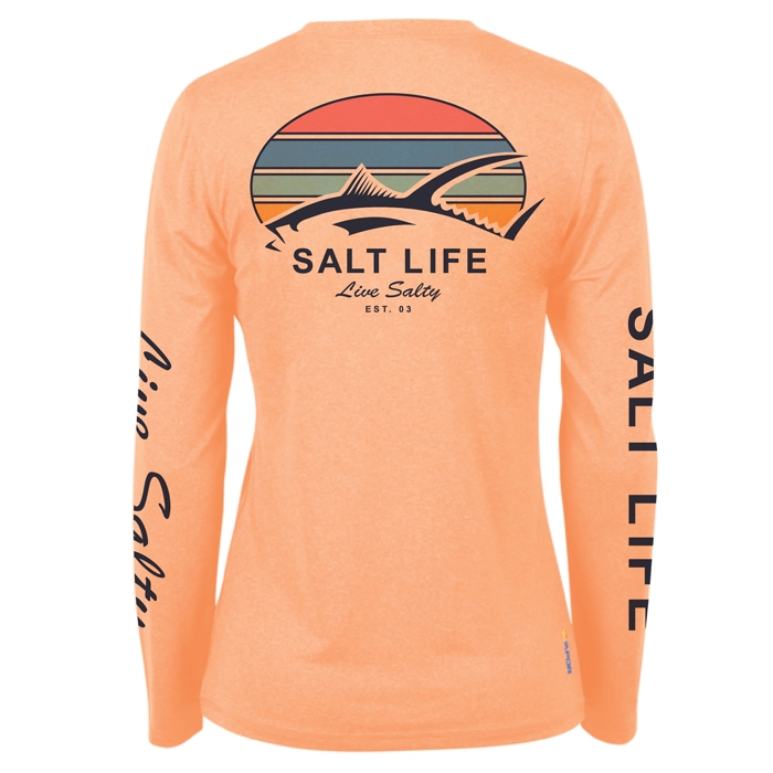 Salt Life Tuna Tribe Ladies Long Sleeve SLX Tee SLJ6124 grapefruit heather Back