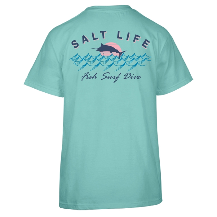 Salt Life Sunset Jumpers Ladies Short Sleeve Tee SLJ10941 aruba blue Back
