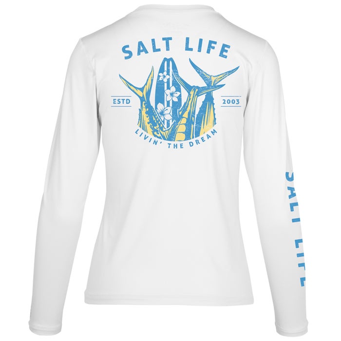 Salt Life Livin the Dream Long Sleeve SLX Ladies Tee SLJ6136 White Back