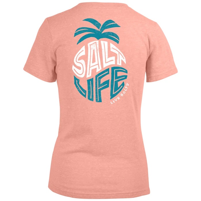 Salt Life Salty Crown Ladies Tee SLJ10769 Papaya Back