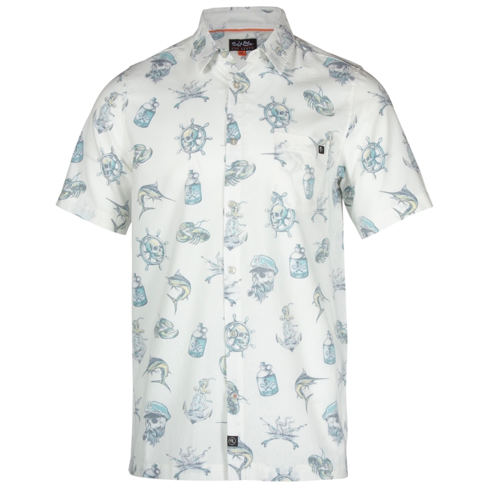 Salt Life Tell No Tales Mens Woven Shirt SLM30346 Off White Front