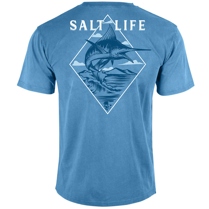 Salt Life Diamond Bill Mens Tee SLM30246 Atlantic Blue Back