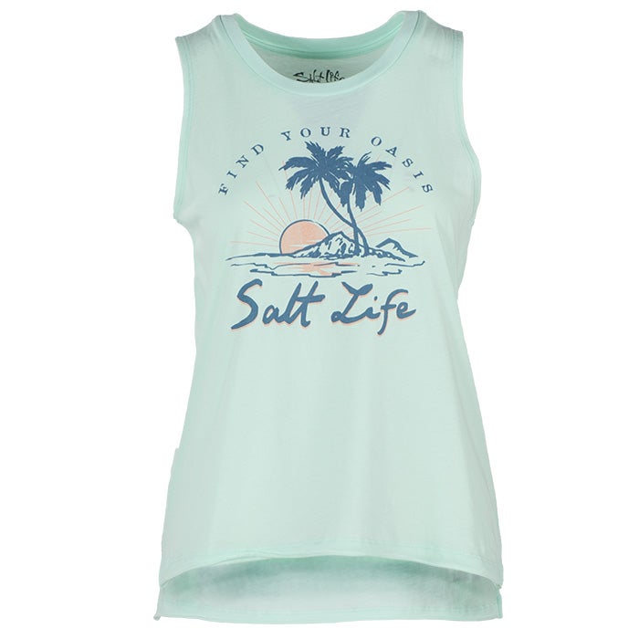 Salt Life Find Your Oasis Ladies Tank SLJ10741 Soothing Sea Front