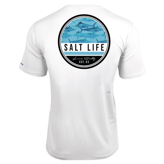 Salt Life Marlin Retreat Mens Short Sleeve SLX Tee SLM6353 WHITE Back