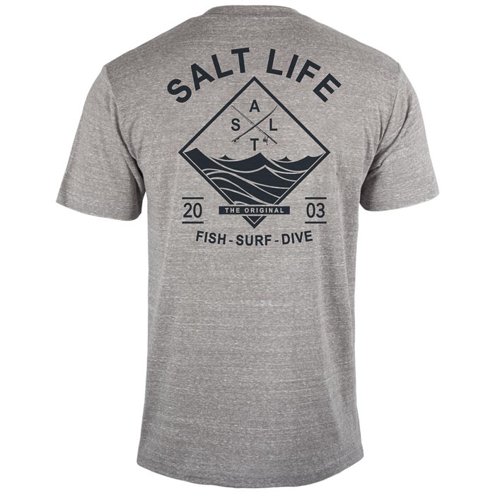 Salt Life Waterman Waves Mens Tee SLM30299 Quartz Back