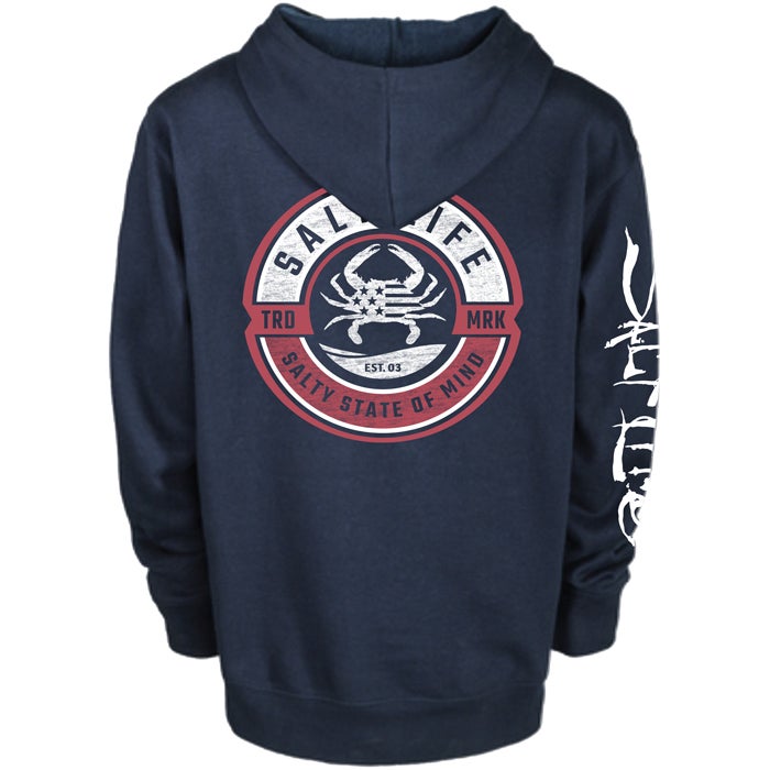 Salt Life Blue Crab Proud Youth Hoodie SLY552 Navy Back