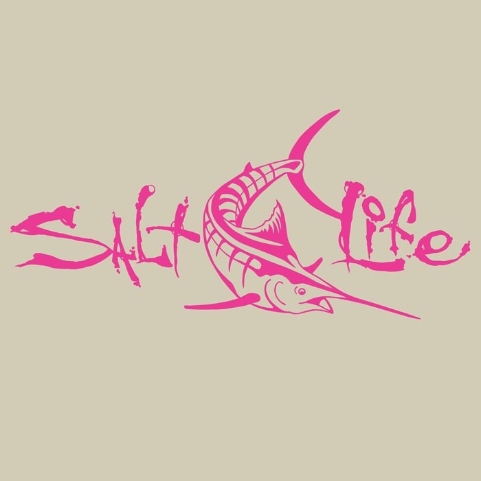 Salt Life signature deep marlin UV rated vinyl decal pink