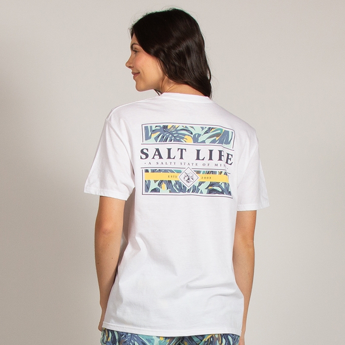 Salt Life Loungin Hibiscus Ladies Tee SLJ10777 White Back