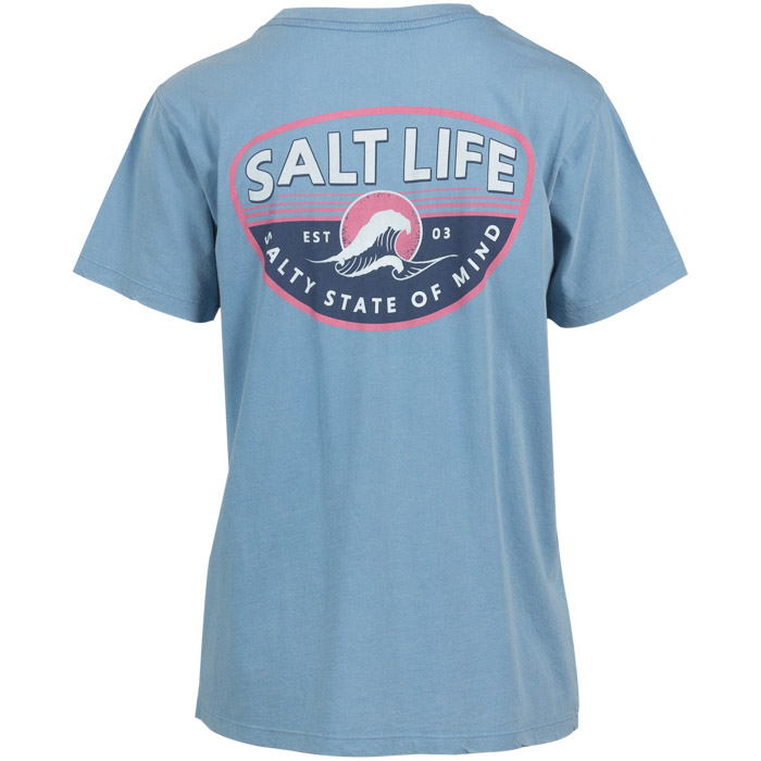 Salt Life Morning Wave Ladies Tee SLJ10643 Atlantic Blue back