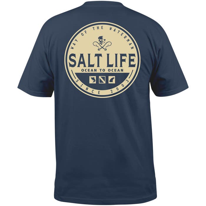 Salt Life Ocean to Ocean Short Sleeve Pocket Tee SLM10876 Washed Navy Back