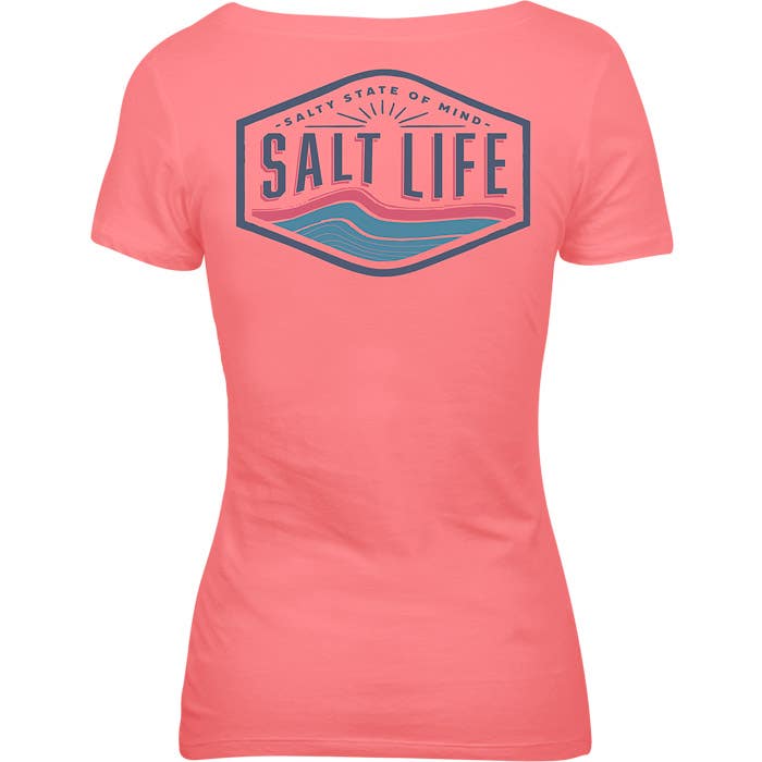 Salt Life Rays and Waves ladies Tee SLJ10697 Flamingo Back