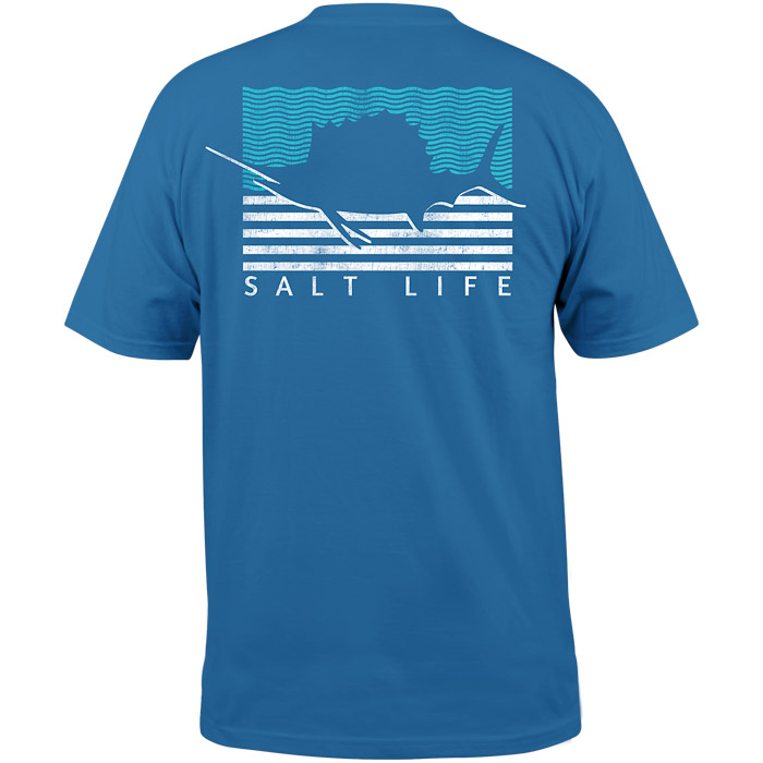 Salt Life Sailin Flag Mens Tee SLM10871 Atlantic Blue back