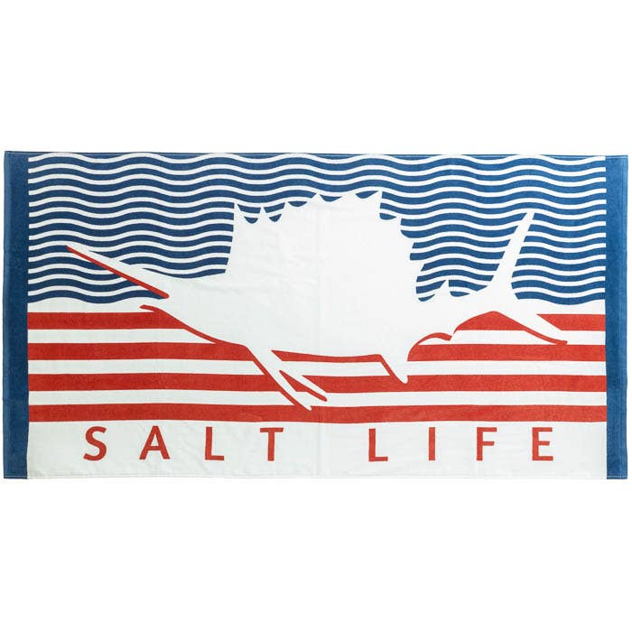 Salt Life Sailin Flag Towel SLBG053 White Front