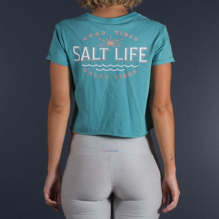 Model wearing Salt Life Salty Times SLJ10508 Sea Green Front