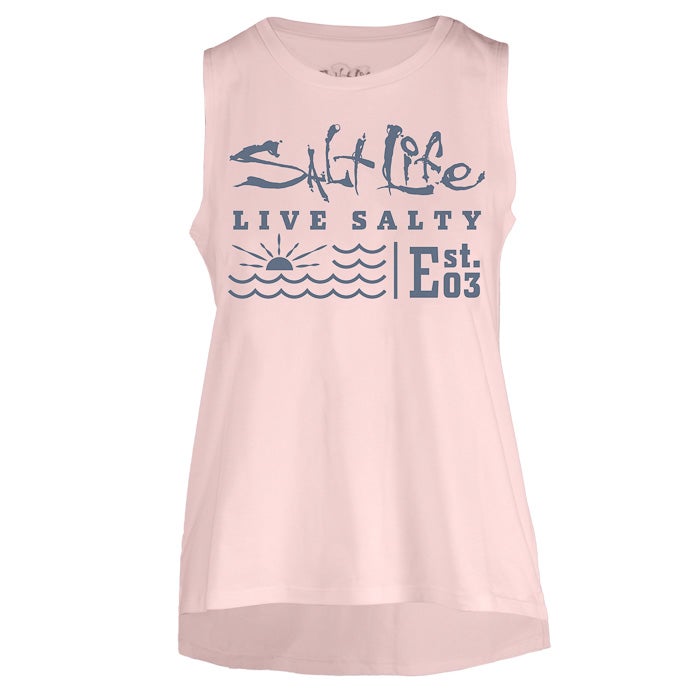 Salt Life Ladies Sea Story Tank Top SLM10624 Blush Front