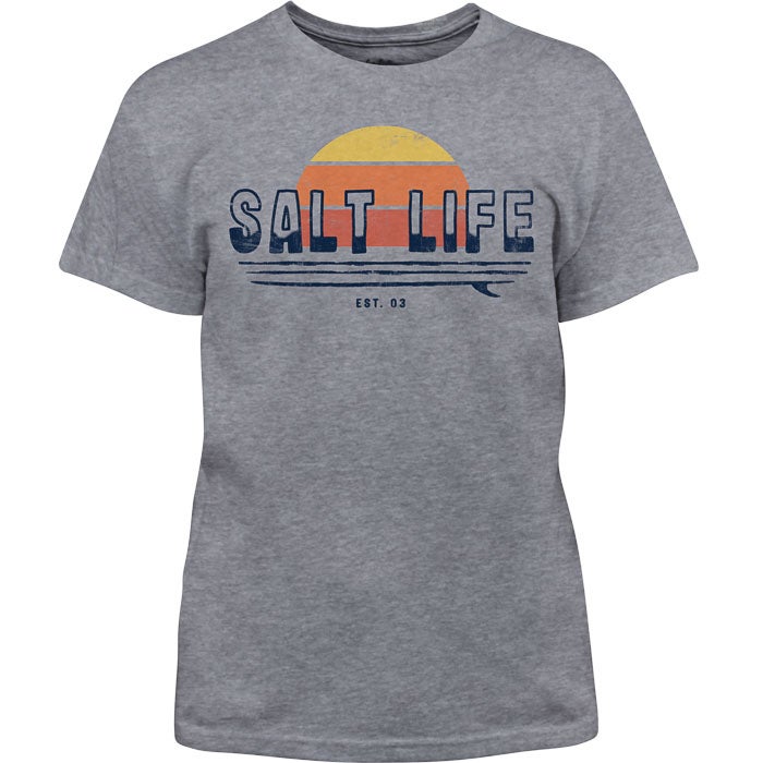 Salt Life Sunset Board Youth Tee SLY1373 Athletic Heather Front