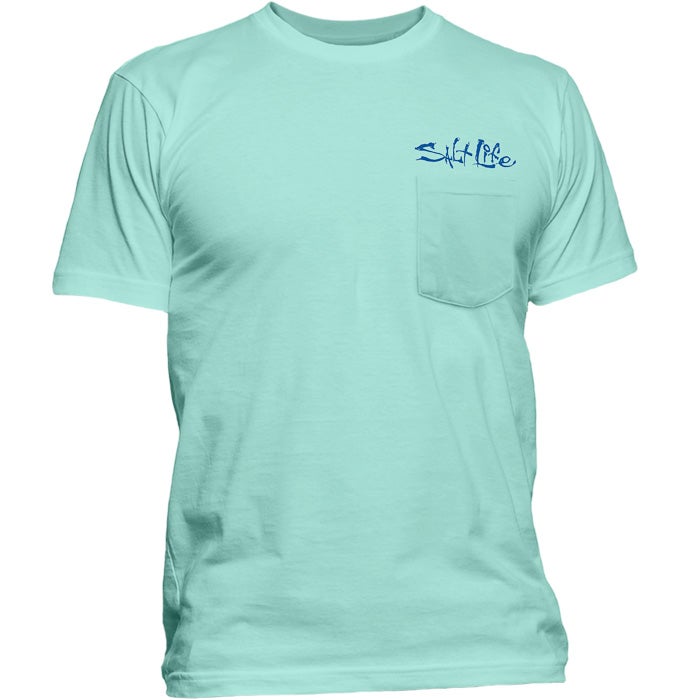 Salt Life Slammer Short Sleeve Pocket Tee SLM10861 Aruba Blue Front