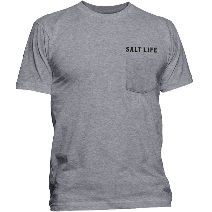 Salt Life Red White and Bite Pocket Tee athletic heather front